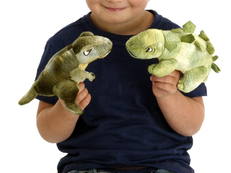 Finger Puppet Dinosaurs - Stegosaurus & T-Rex With Boy
