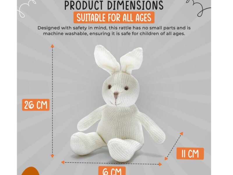 Best Years Knitted Whie Bunny Baby Rattle 3
