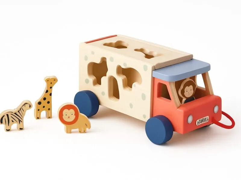 Safari jeep shape sorter white background